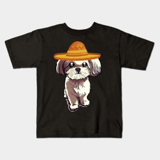 Cute dog shih tzu mexico cinco de mayo Kids T-Shirt